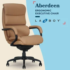 Office Chairs*La-Z-Boy Aberdeen Ergonomic Bonded Leather Swivel Executive Chair, Tan (51545-TAN)