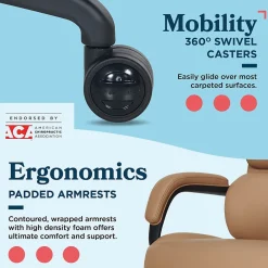 Office Chairs*La-Z-Boy Aberdeen Ergonomic Bonded Leather Swivel Executive Chair, Tan (51545-TAN)