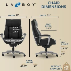 Ergonomic Chairs*La-Z-Boy Alton Leather Executive Chair, (51544) Black