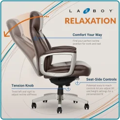 Ergonomic Chairs*La-Z-Boy Arcadian Bonded Leather Executive Chair, (60008) Brown