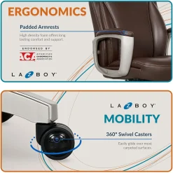 Ergonomic Chairs*La-Z-Boy Arcadian Bonded Leather Executive Chair, (60008) Brown