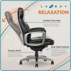 Ergonomic Chairs*La-Z-Boy Arcadian Bonded Leather Executive Chair, (60009) Black
