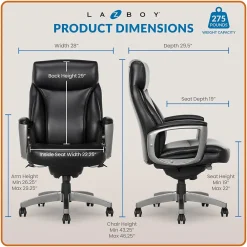 Ergonomic Chairs*La-Z-Boy Arcadian Bonded Leather Executive Chair, (60009) Black