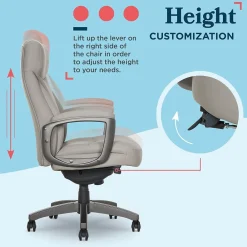 Office Chairs*La-Z-Boy Arcadian Ergonomic Bonded Leather Swivel Executive Chair, Beige (60008-BGE)