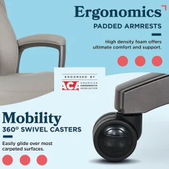 Office Chairs*La-Z-Boy Arcadian Ergonomic Bonded Leather Swivel Executive Chair, Beige (60008-BGE)