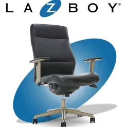 Office Chairs*La-Z-Boy Baylor Ergonomic Faux Leather Swivel Executive Chair, Black (CHR10085B)