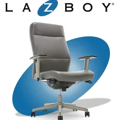 Office Chairs*La-Z-Boy Baylor Ergonomic Faux Leather Swivel Executive Chair, Gray (CHR10085C)