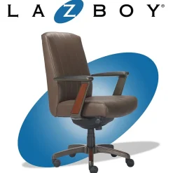 Office Chairs*La-Z-Boy Bennett Ergonomic Faux Leather Swivel Executive Chair, Brown (CHR10082C)