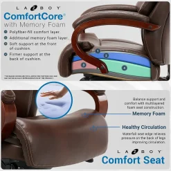 Ergonomic Chairs*La-Z-Boy Bradley Bonded Leather Executive Chair, Roasted Chestnut (44762) Brown