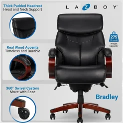 Ergonomic Chairs*La-Z-Boy Bradley Bonded Leather Executive Chair, (46089-CC) Black