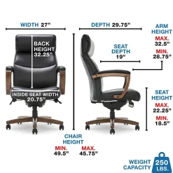 Office Chairs*La-Z-Boy Greyson Ergonomic Bonded Leather Swivel Executive Chair, Black (CHR10086B)