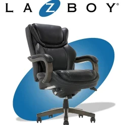 Office Chairs*La-Z-Boy Harnett Ergonomic Faux Leather Swivel Executive Chair, Black (46253A)