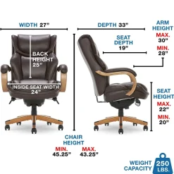 Ergonomic Chairs*La-Z-Boy Harnett Ergonomic Faux Leather Swivel Executive Chair, Coffee (46253B)