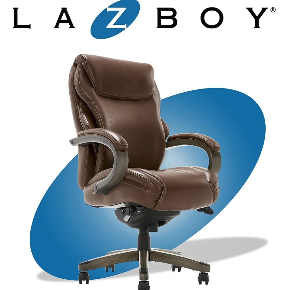 Office Chairs*La-Z-Boy Hyland Ergonomic Faux Leather Swivel Executive Chair, Brown (CHR10044C)