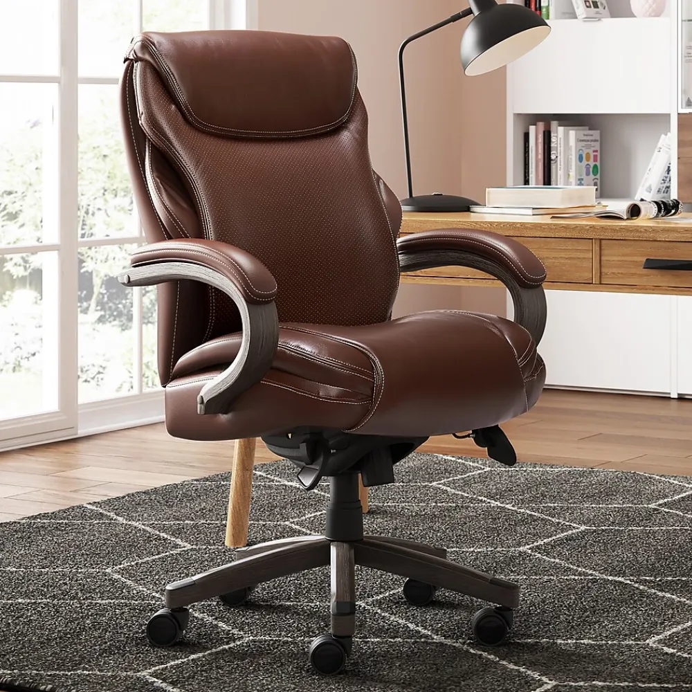 Office Chairs*La-Z-Boy Hyland Ergonomic Faux Leather Swivel Executive Chair, Brown (CHR10044C)