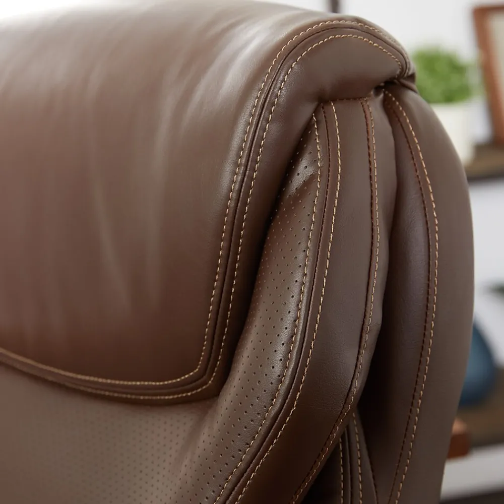 Office Chairs*La-Z-Boy Hyland Ergonomic Faux Leather Swivel Executive Chair, Brown (CHR10044C)