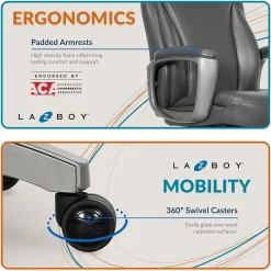 Ergonomic Chairs*La-Z-Boy Leather Executive Chair, (51446) Gray