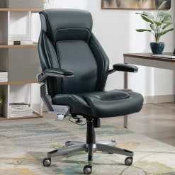 Ergonomic Chairs*La-Z-Boy Meyer Ergonomic Bonded Leather Swivel Executive Chair, (60082-NVY) Navy