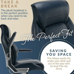 Ergonomic Chairs*La-Z-Boy Meyer Ergonomic Bonded Leather Swivel Executive Chair, (60082-NVY) Navy