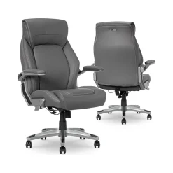 Office Chairs*La-Z-Boy Meyer Ergonomic Bonded Leather Swivel Executive Chair, (60082-GRY) Gray