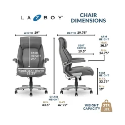 Ergonomic Chairs*La-Z-Boy Meyer Ergonomic Bonded Leather Swivel Executive Chair, (60082-GRY) Gray