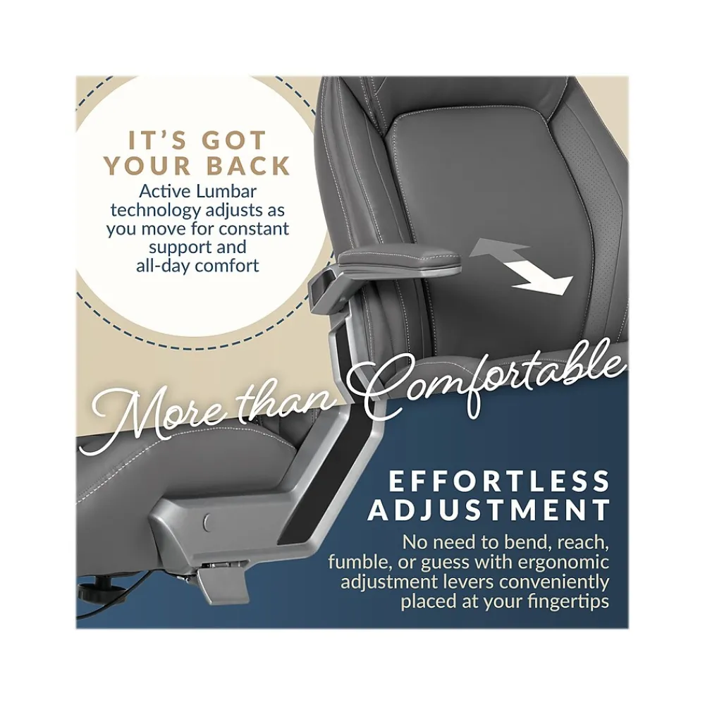 Ergonomic Chairs*La-Z-Boy Meyer Ergonomic Bonded Leather Swivel Executive Chair, (60082-GRY) Gray