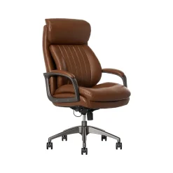 Office Chairs*La-Z-Boy Nova Ergonomic Polyurethane Swivel Executive Chair, (52372-CBRN) Cognac