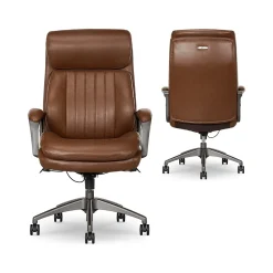 Office Chairs*La-Z-Boy Nova Ergonomic Polyurethane Swivel Executive Chair, (52372-CBRN) Cognac