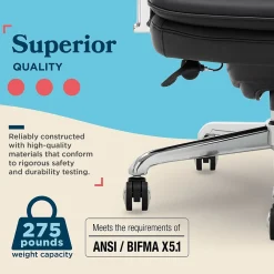 Office Chairs*La-Z-Boy Opus Ergonomic Bonded Leather Swivel Executive Chair, Black and Chrome (CCHR10015D)