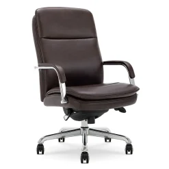 Office Chairs*La-Z-Boy Opus Ergonomic Bonded Leather Swivel Executive Chair, Dark Brown and Chrome (CCHR10015E)