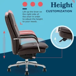 Office Chairs*La-Z-Boy Opus Ergonomic Bonded Leather Swivel Executive Chair, Dark Brown and Chrome (CCHR10015E)