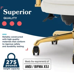 Office Chairs*La-Z-Boy Opus Ergonomic Bonded Leather Swivel Executive Chair, White and Gold (CCHR10015A)