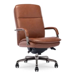 Office Chairs*La-Z-Boy Opus Ergonomic Bonded Leather Swivel Executive Chair, Cognac and Graphite (CCHR10015C)