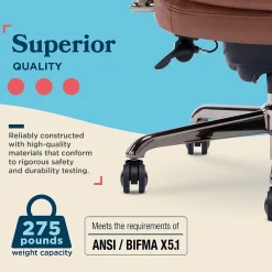 Office Chairs*La-Z-Boy Opus Ergonomic Bonded Leather Swivel Executive Chair, Cognac and Graphite (CCHR10015C)