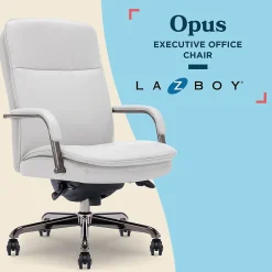 Office Chairs*La-Z-Boy Opus Ergonomic Bonded Leather Swivel Executive Chair, Gray and Graphite (CCHR10015B)