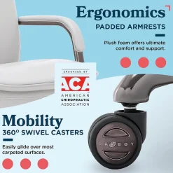 Office Chairs*La-Z-Boy Opus Ergonomic Bonded Leather Swivel Executive Chair, Gray and Graphite (CCHR10015B)