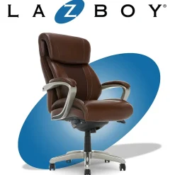 Office Chairs*La-Z-Boy Salerno Ergonomic Bonded Leather Swivel Executive Chair, Brown (45778-BRN)