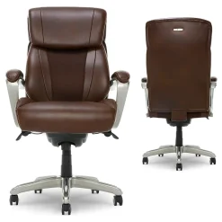 Office Chairs*La-Z-Boy Salerno Ergonomic Bonded Leather Swivel Executive Chair, Brown (45778-BRN)