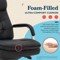 Office Chairs*La-Z-Boy Sonata Ergonomic Bonded Leather Swivel Executive Chair, Black and Chrome (CCHR10014D)