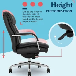 Office Chairs*La-Z-Boy Sonata Ergonomic Bonded Leather Swivel Executive Chair, Black and Chrome (CCHR10014D)