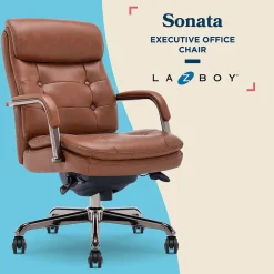 Office Chairs*La-Z-Boy Sonata Ergonomic Bonded Leather Swivel Executive Chair, Cognac and Graphite (CCHR10014C)
