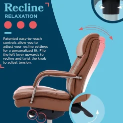 Office Chairs*La-Z-Boy Sonata Ergonomic Bonded Leather Swivel Executive Chair, Cognac and Graphite (CCHR10014C)