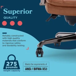 Office Chairs*La-Z-Boy Sonata Ergonomic Bonded Leather Swivel Executive Chair, Cognac and Graphite (CCHR10014C)