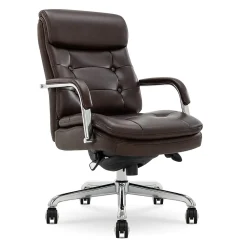 Office Chairs*La-Z-Boy Sonata Ergonomic Bonded Leather Swivel Executive Chair, Dark Brown and Chrome (CCHR10014E)