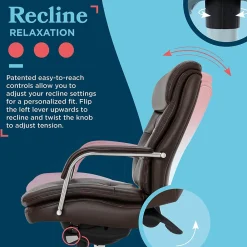 Office Chairs*La-Z-Boy Sonata Ergonomic Bonded Leather Swivel Executive Chair, Dark Brown and Chrome (CCHR10014E)