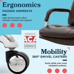 Office Chairs*La-Z-Boy Sonata Ergonomic Bonded Leather Swivel Executive Chair, Dark Brown and Chrome (CCHR10014E)
