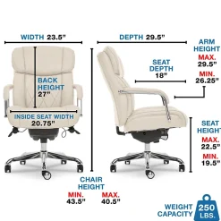 Office Chairs*La-Z-Boy Sutherland Ergonomic Faux Leather Swivel Computer and Desk Chair, (CHR10048C) Ivory