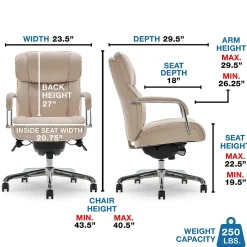Ergonomic Chairs*La-Z-Boy Sutherland Ergonomic Fabric Swivel Computer and Desk Chair, (CHR10048D) Cream