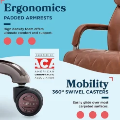 Office Chairs*La-Z-Boy Symphony Ergonomic Bonded Leather Swivel Executive Chair, Cognac and Graphite (CCHR10013C)