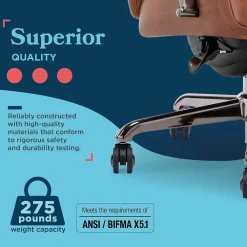 Office Chairs*La-Z-Boy Symphony Ergonomic Bonded Leather Swivel Executive Chair, Cognac and Graphite (CCHR10013C)